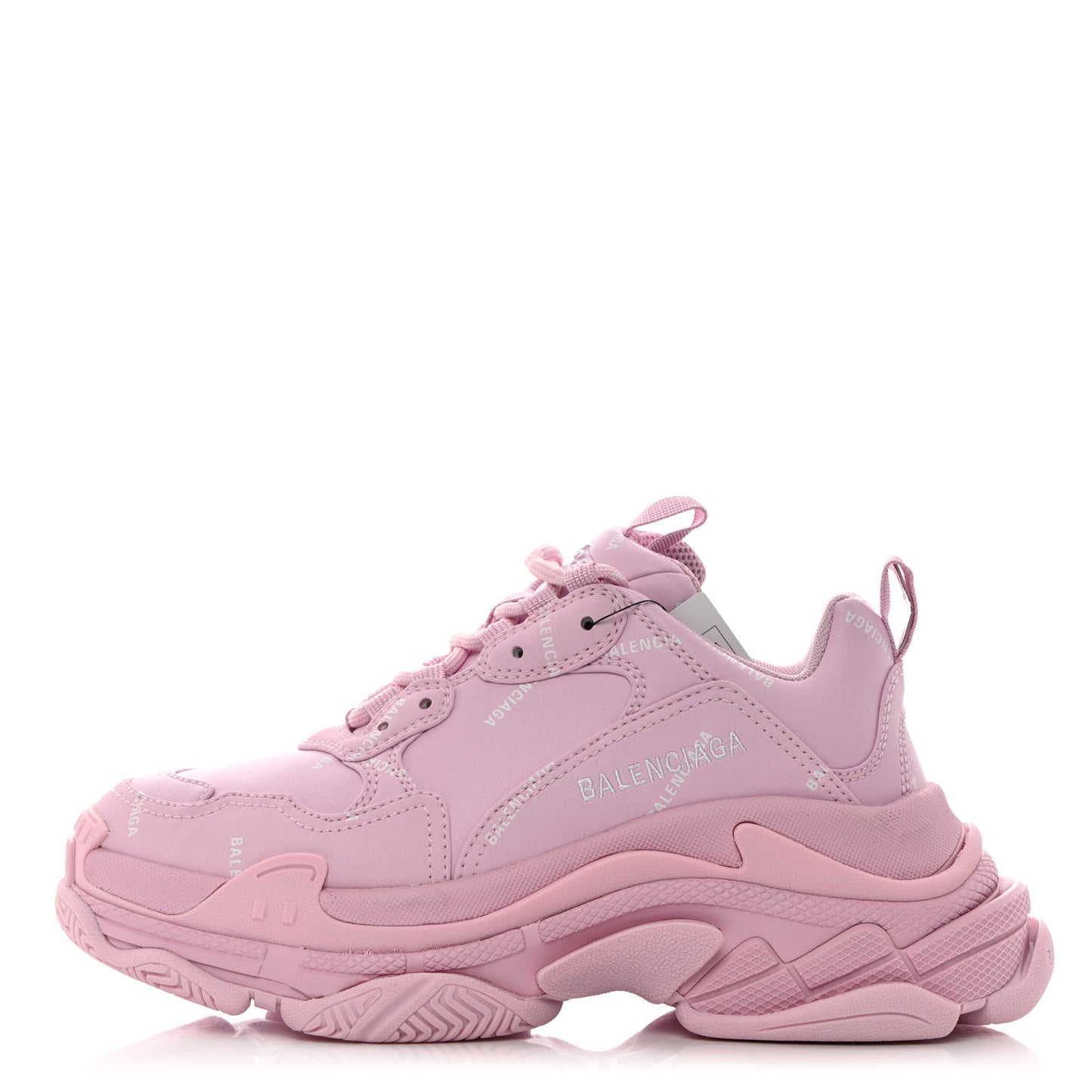 Technical Fabric Mesh Allover Logo Womens Triple S Sneakers 37 Pink White