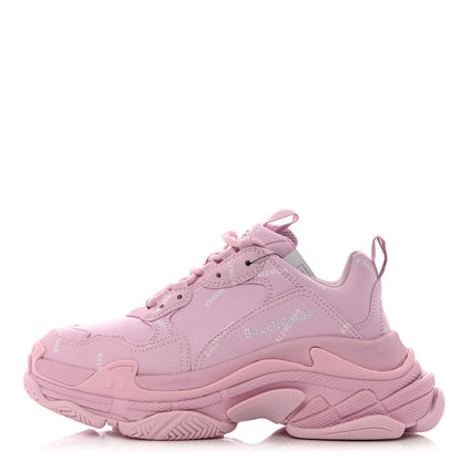 Balenciaga Technical Fabric Mesh Allover Logo Womens Triple S Sneakers 37 Pink White 1 of 9