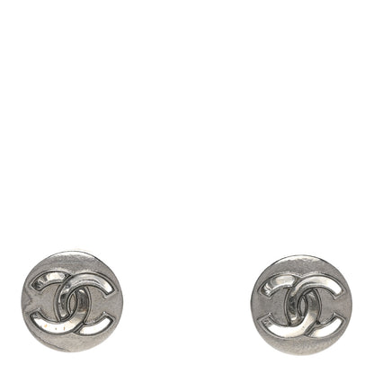 Chanel Metal CC Round Earrings Silver 1 of 5