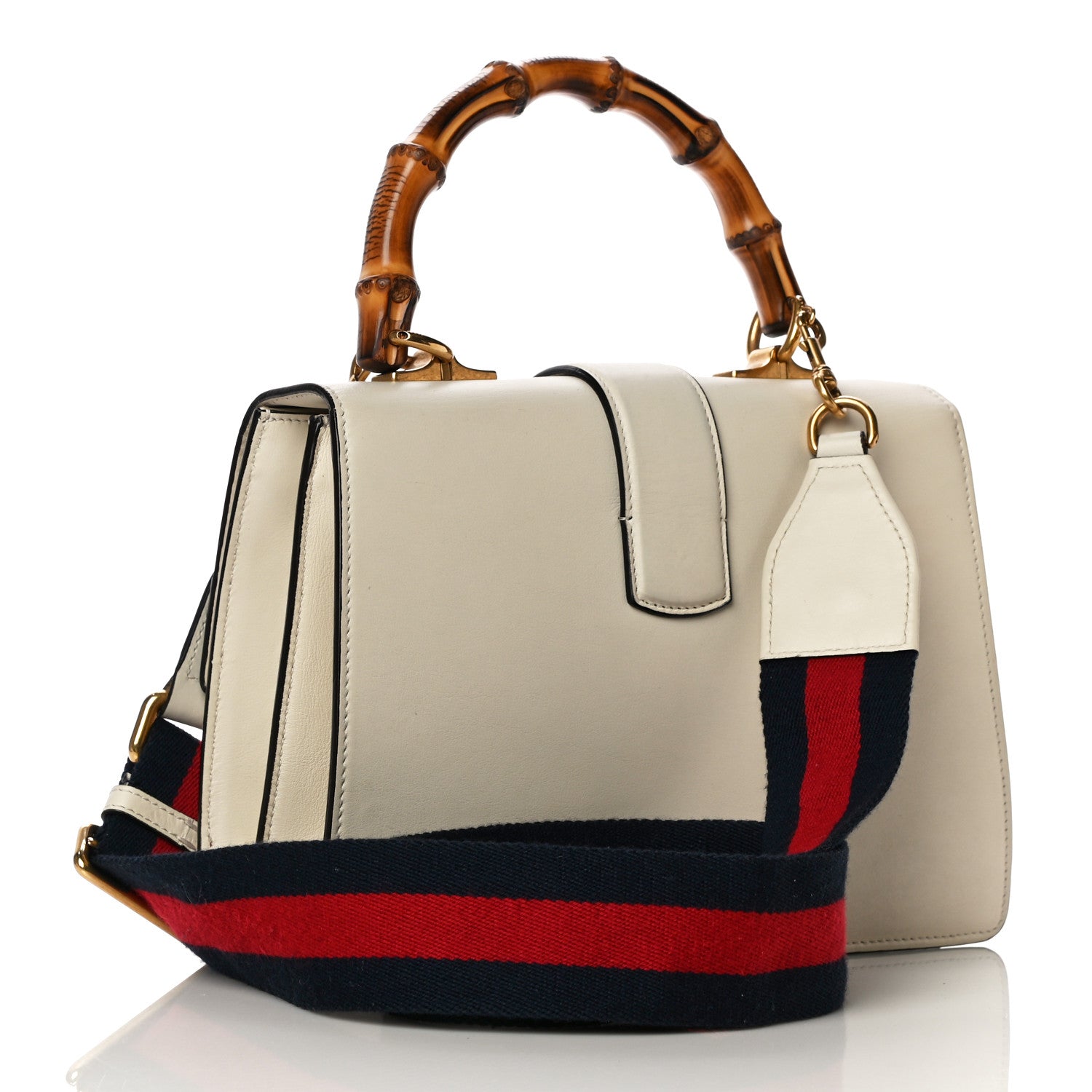 Gucci Calfskin Bamboo Web Medium Dionysus Top Handle Bag White Blue Hibiscus Red 3 of 13