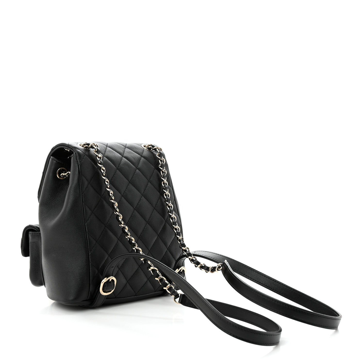 Chanel Shiny Caviar Quilted Medium Duma Pockets Drawstring Backpack Black 3 of 10