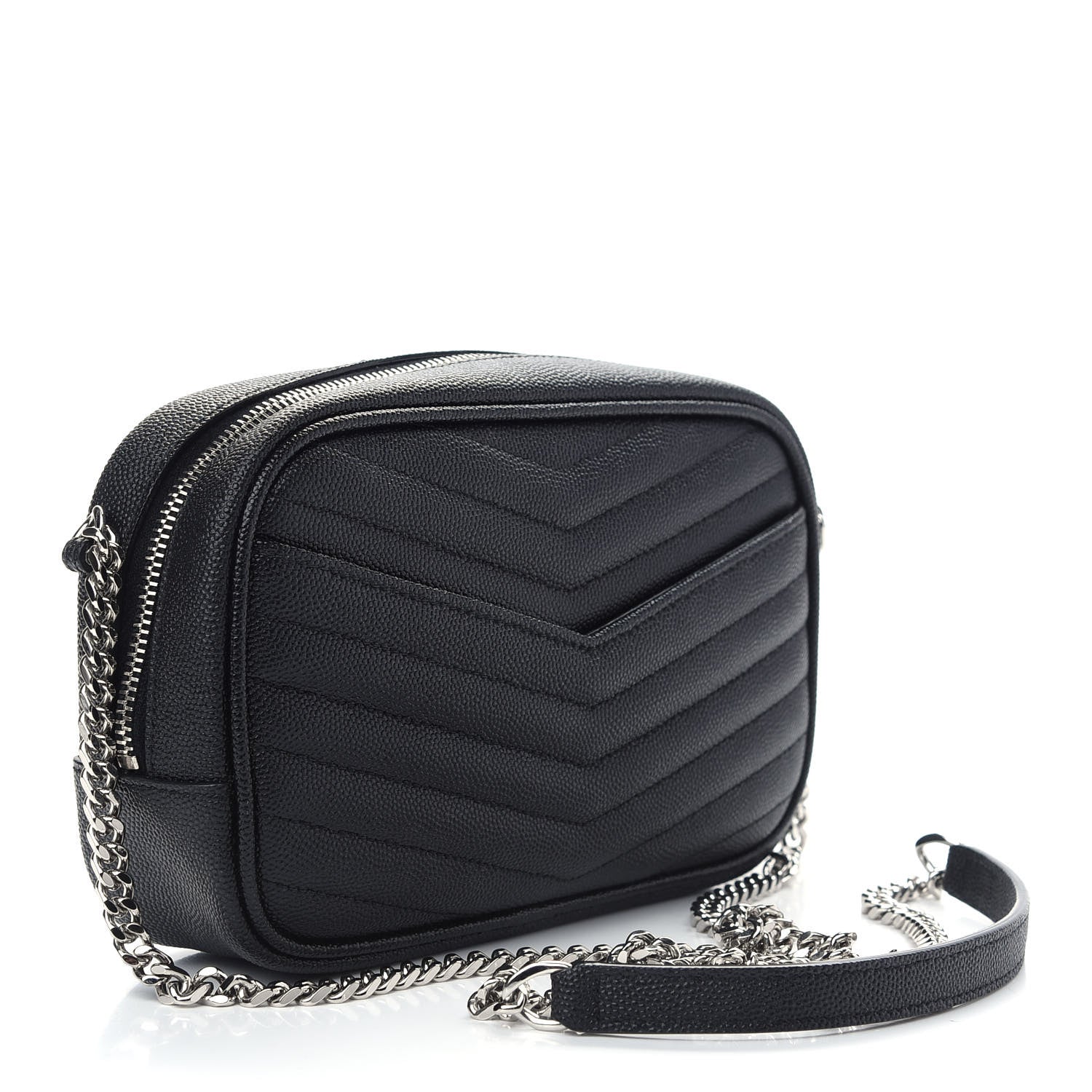 Saint Laurent Grain De Poudre Matelasse Monogram Mini Lou Camera Bag Black 3 of 8