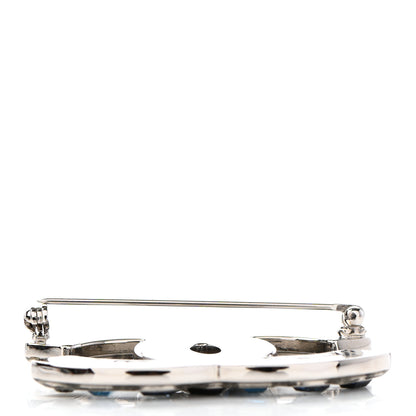 Chanel Crystal CC Brooch Silver Blue 4 of 5