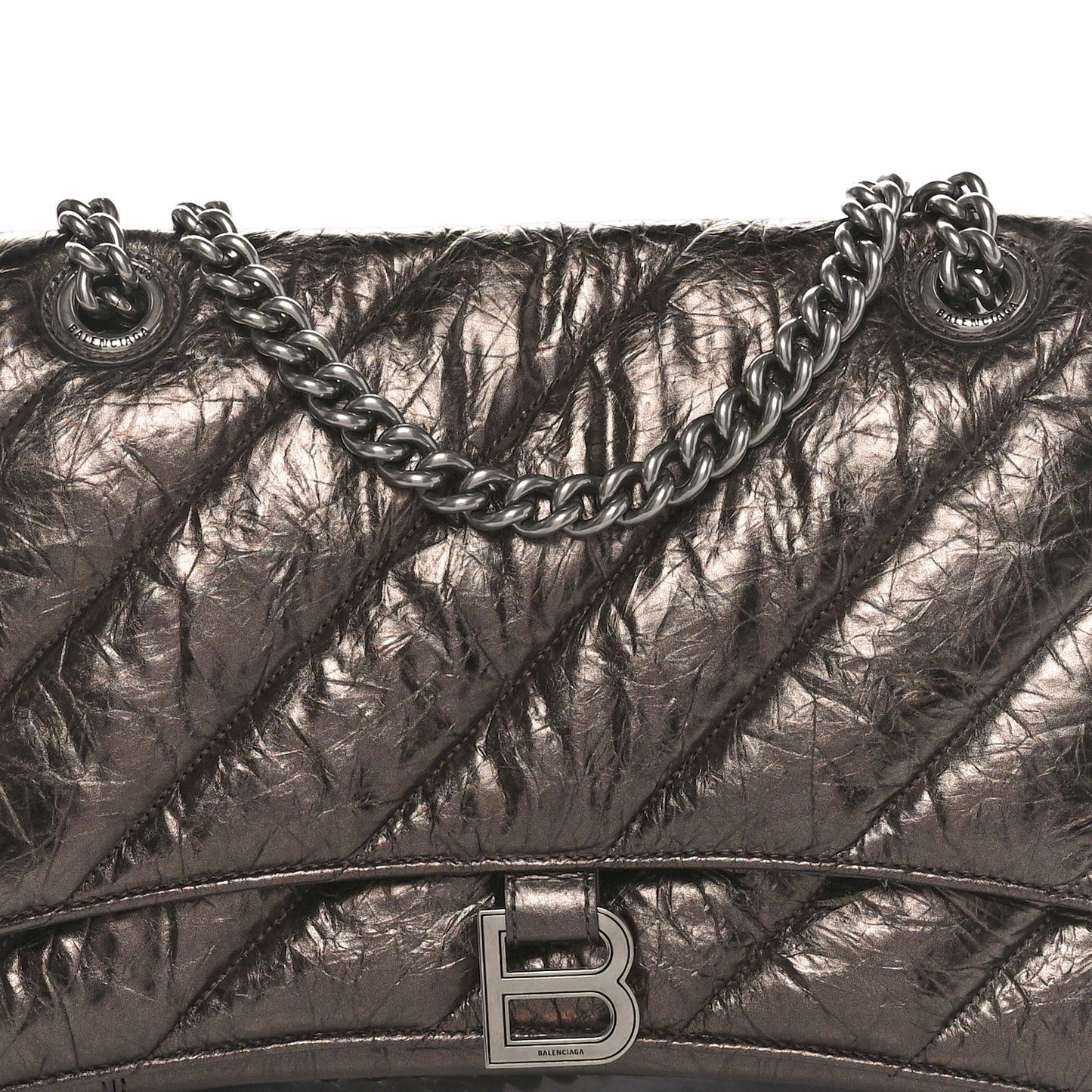 Metallic Crushed Calfskin Quilted Medium Crush Chain Bag Dark Bronze