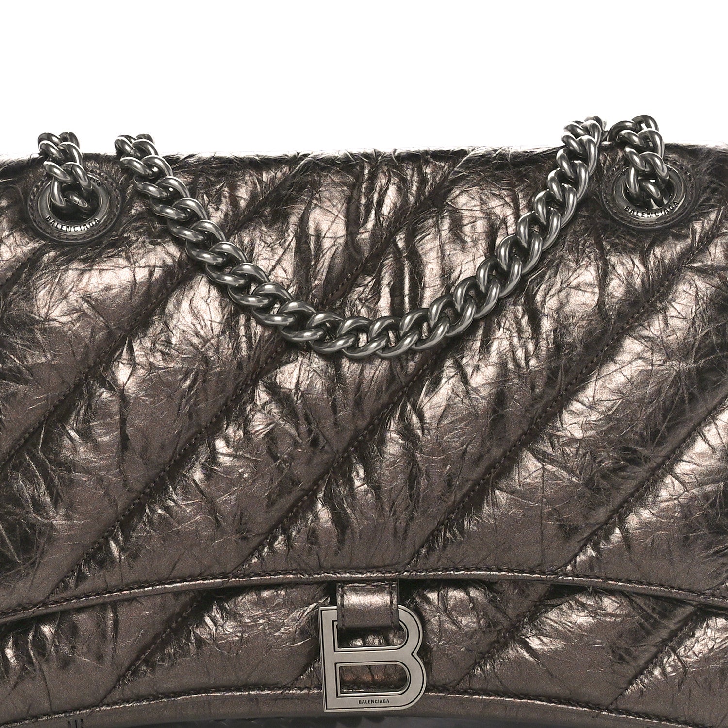 Balenciaga Metallic Crushed Calfskin Quilted Medium Crush Chain Bag Dark Bronze 7 of 9