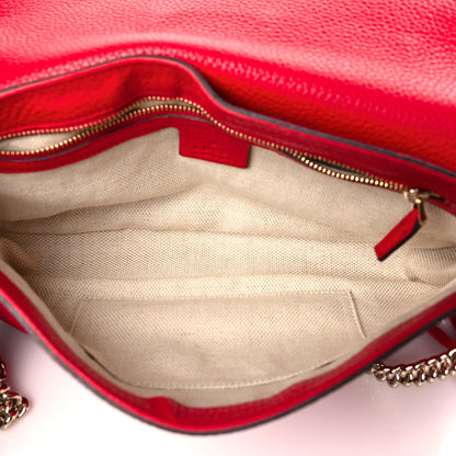 Gucci Pebbled Calfskin Medium Soho Flap Crossbody Tabasco Red 5 of 9