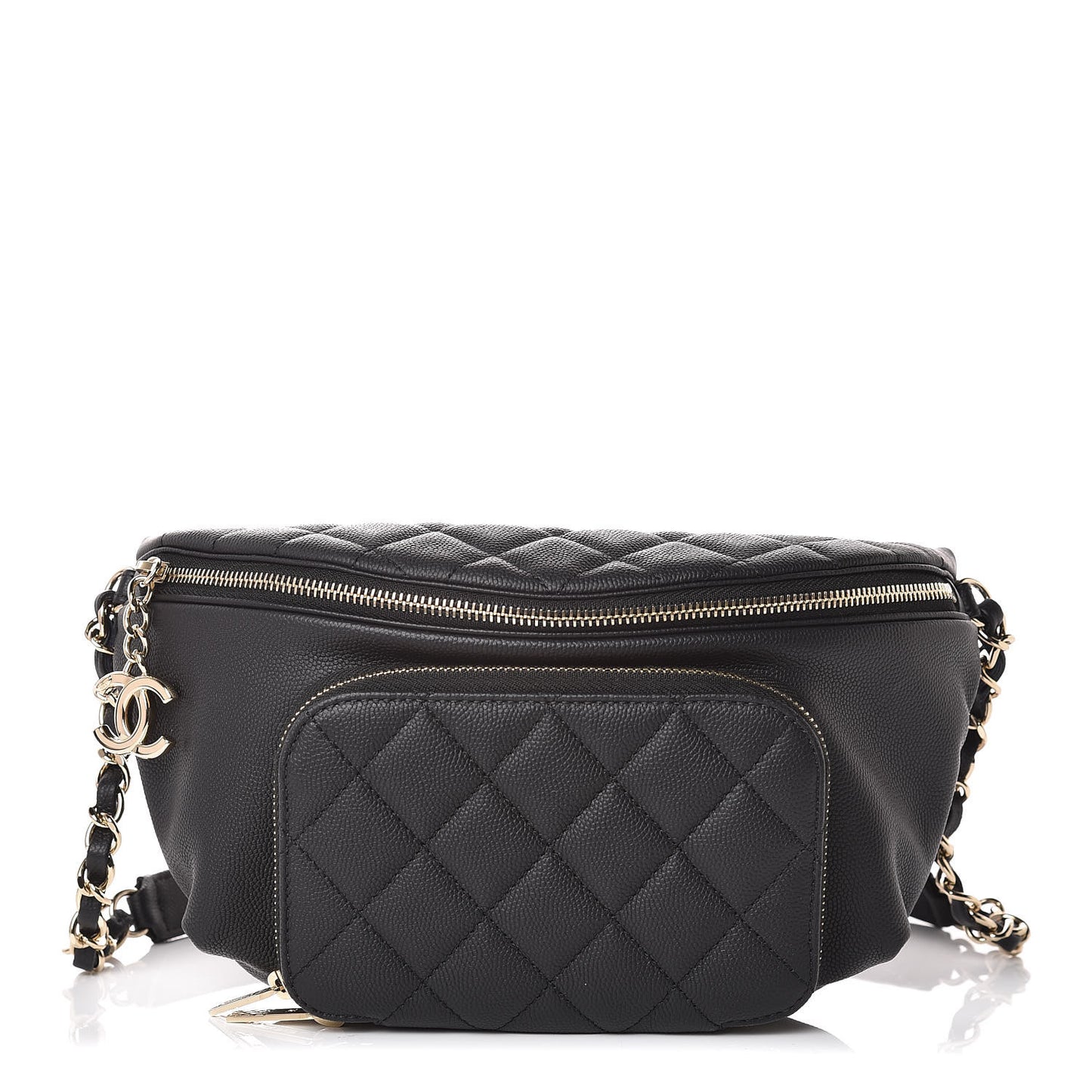Caviar Quilted Business Affinity Waist Belt Bag Black