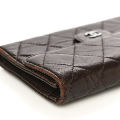 Chanel Lambskin Quilted Large Flap Wallet Dark Brown 9 of 30