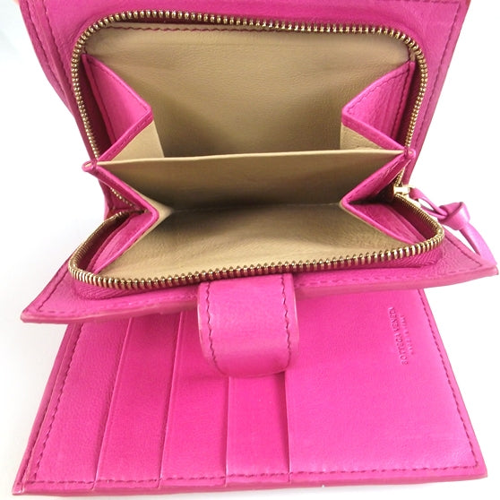 Bottega Veneta Woven Leather French Wallet Pink 6 of 6