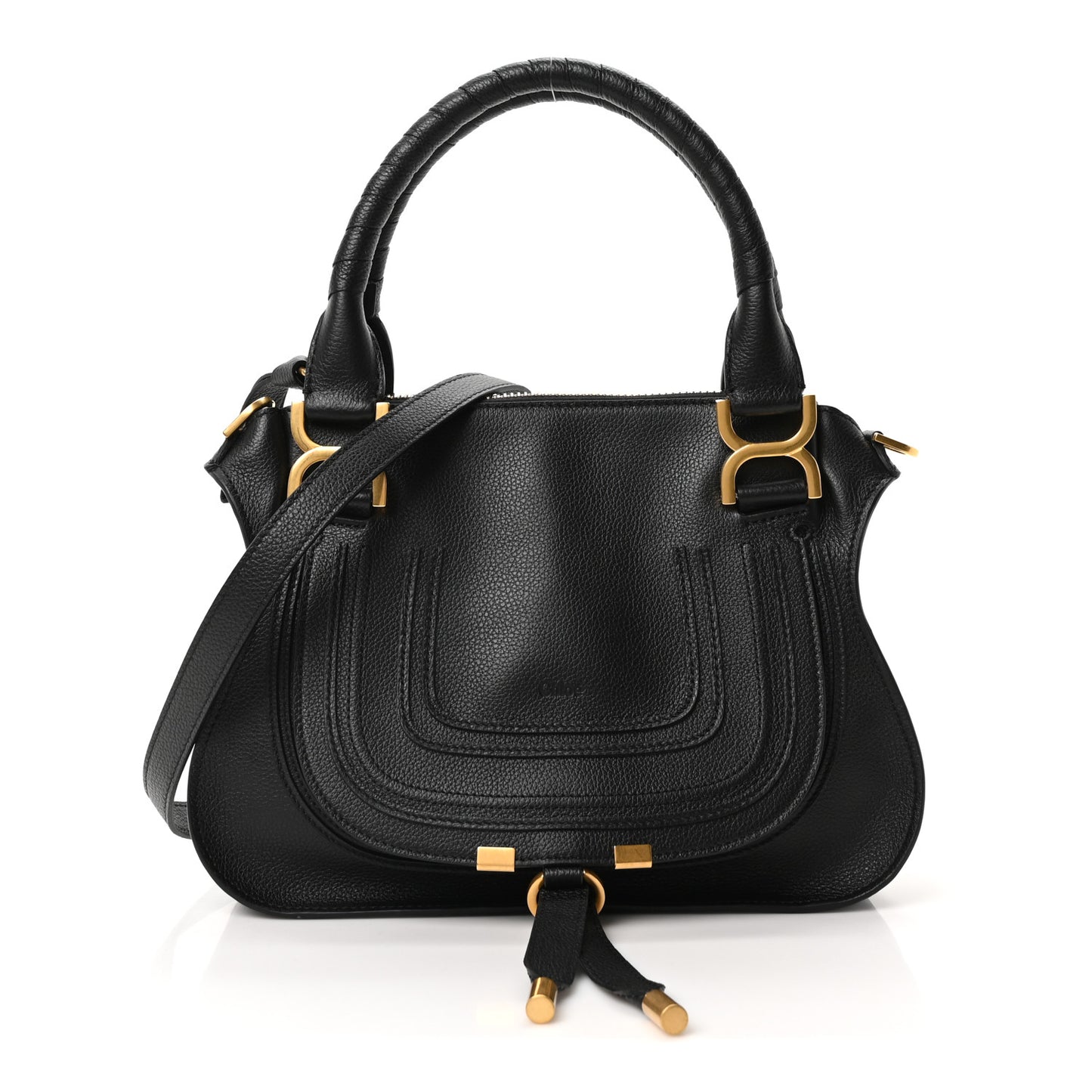 Calfskin Small Marcie Satchel Black