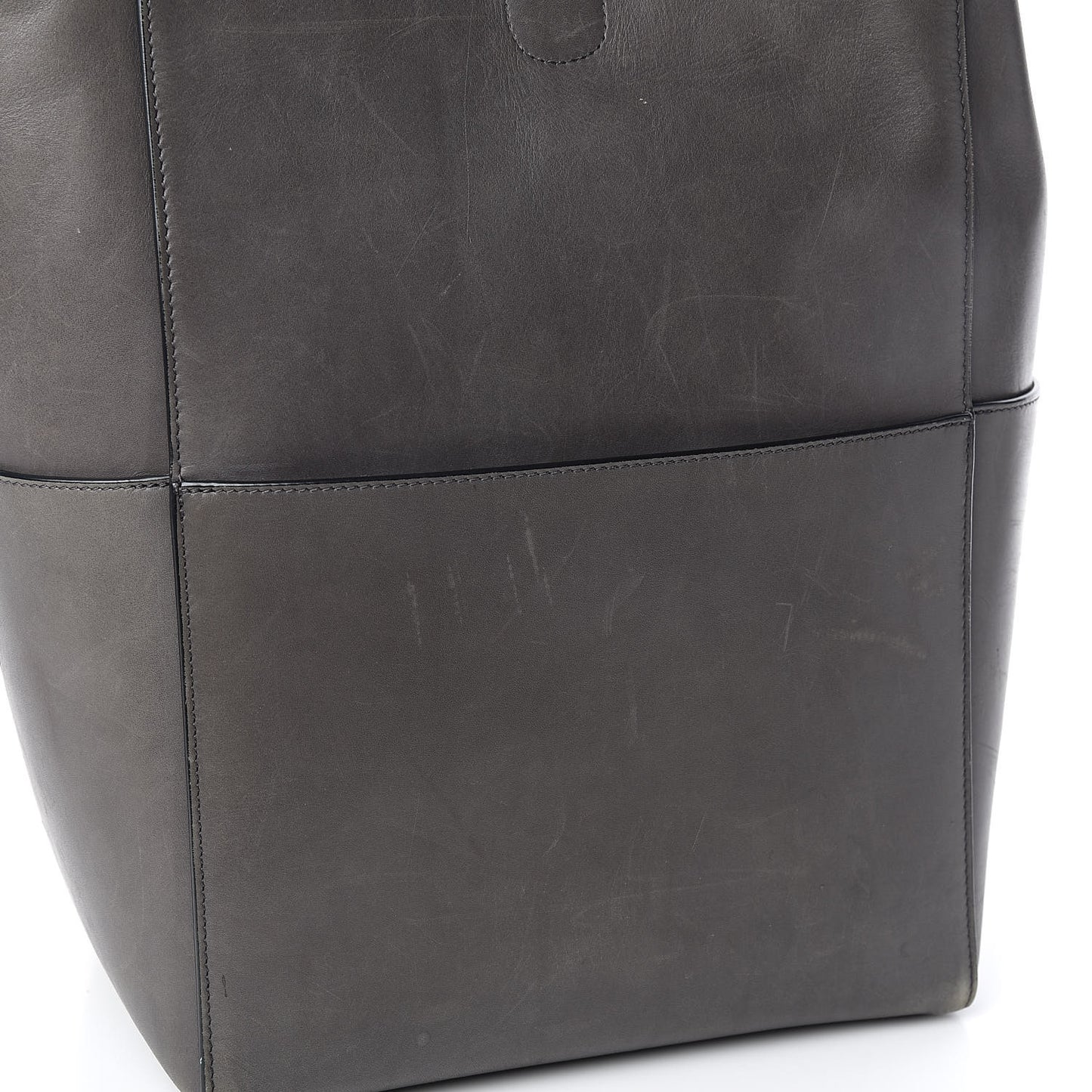 Smooth Calfskin Sangle Bucket Bag Grey