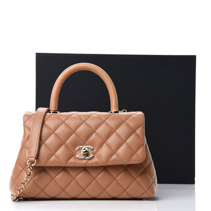 Chanel Caviar Quilted Lizard Embossed Mini Coco Handle Flap Brown 11 of 11