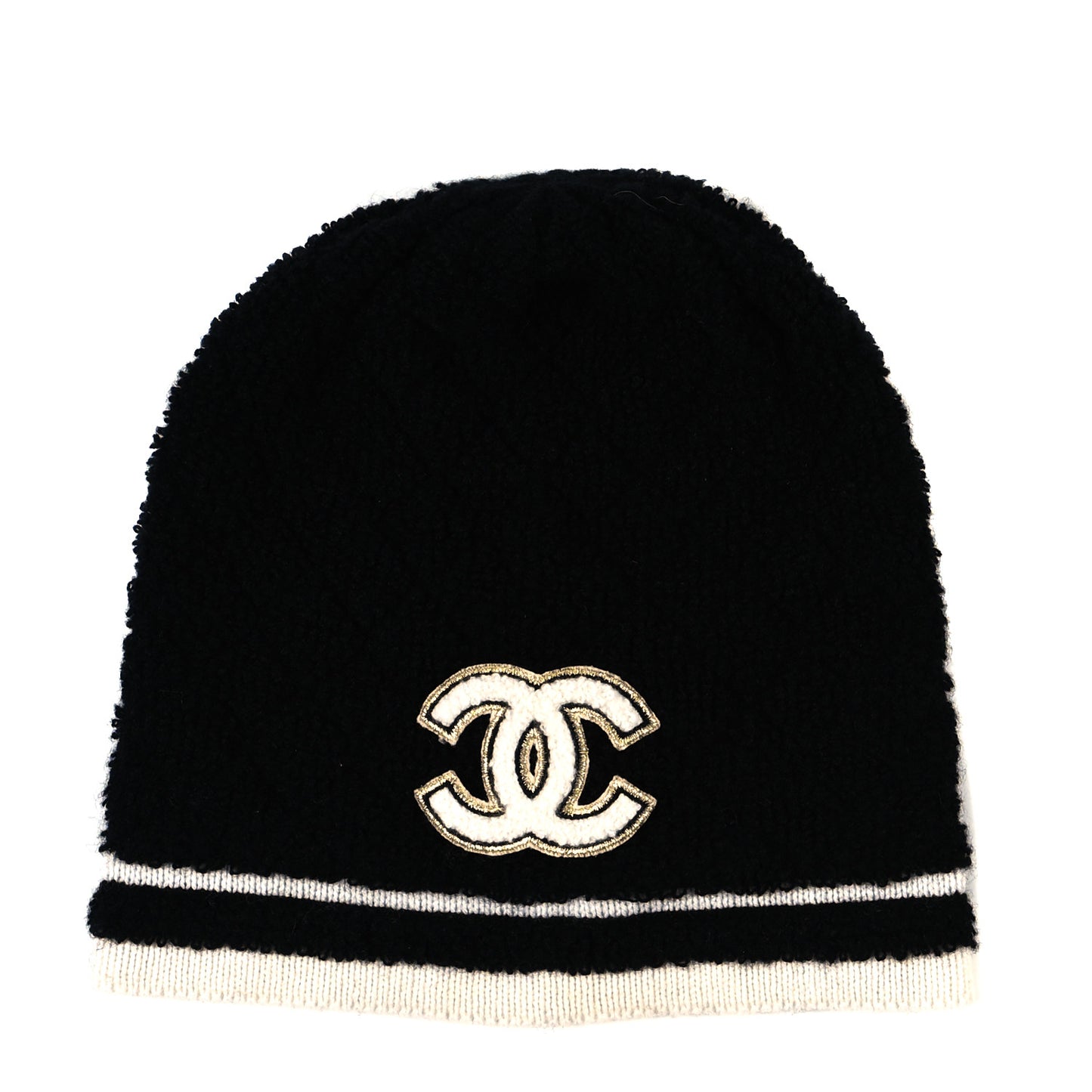 Cashmere CC Beanie Hat Black White