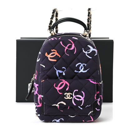 Chanel Printed Fabric Quilted CC Mini Classic Backpack Black Multicolor 10 of 10