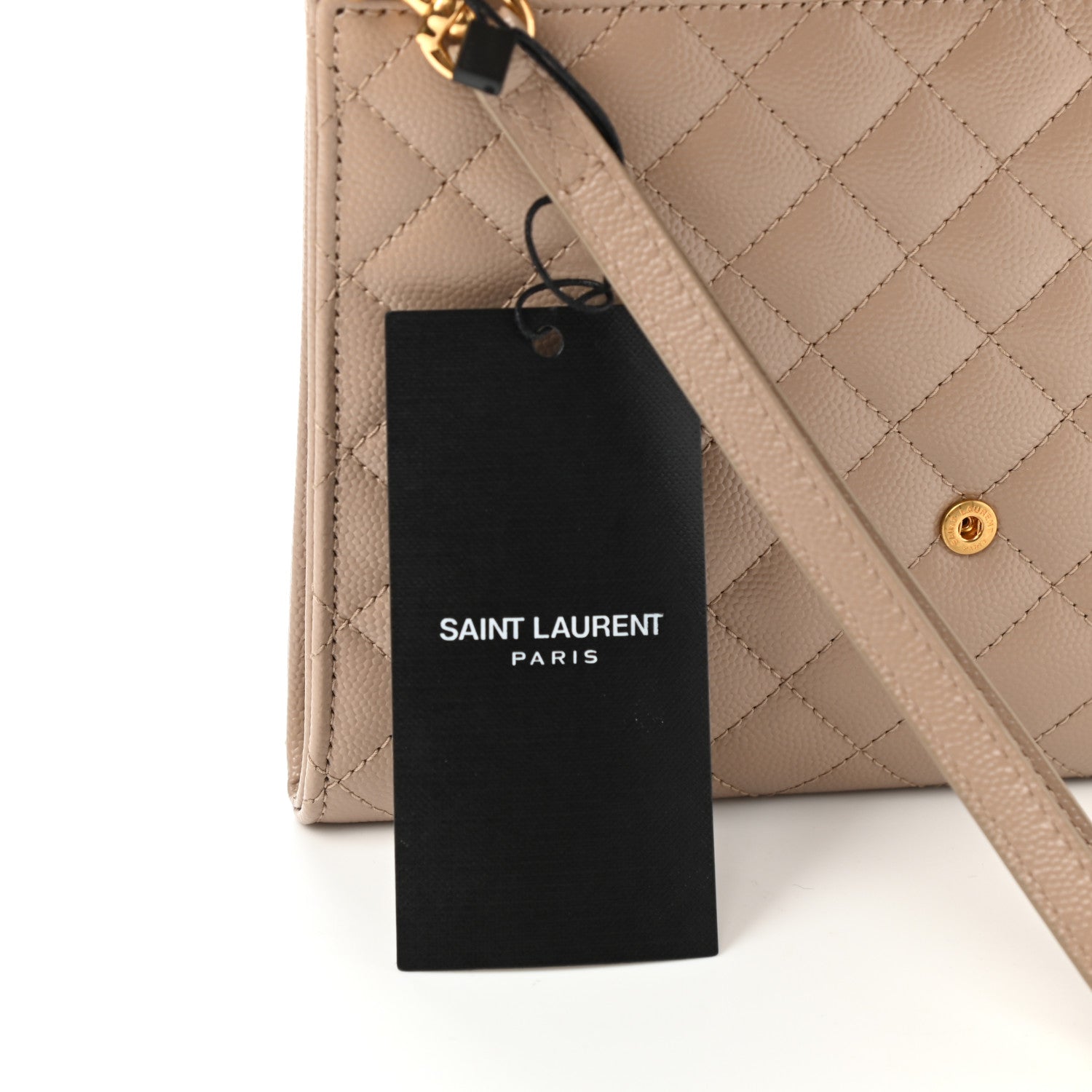 Saint Laurent Grain De Poudre Textured Mixed Matelasse Triquilt Monogram Clutch Dark Beige 7 of 8