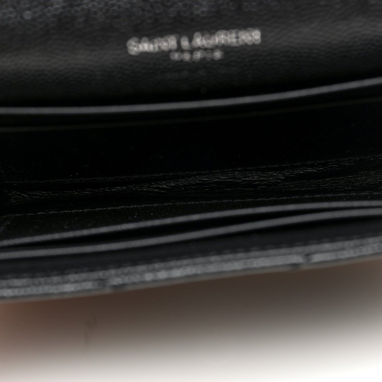 Saint Laurent Grain De Poudre Matelasse Chevron Small Monogram Envelope Wallet Black Black 5 of 6