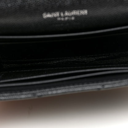 Saint Laurent Grain De Poudre Matelasse Chevron Small Monogram Envelope Wallet Black Black 5 of 6