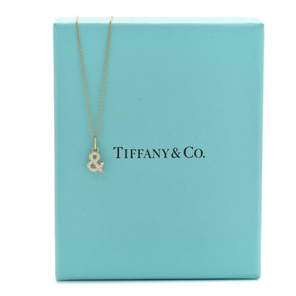 Tiffany 18K Yellow Gold Diamond Ampersand Pendant Necklace 7 of 7