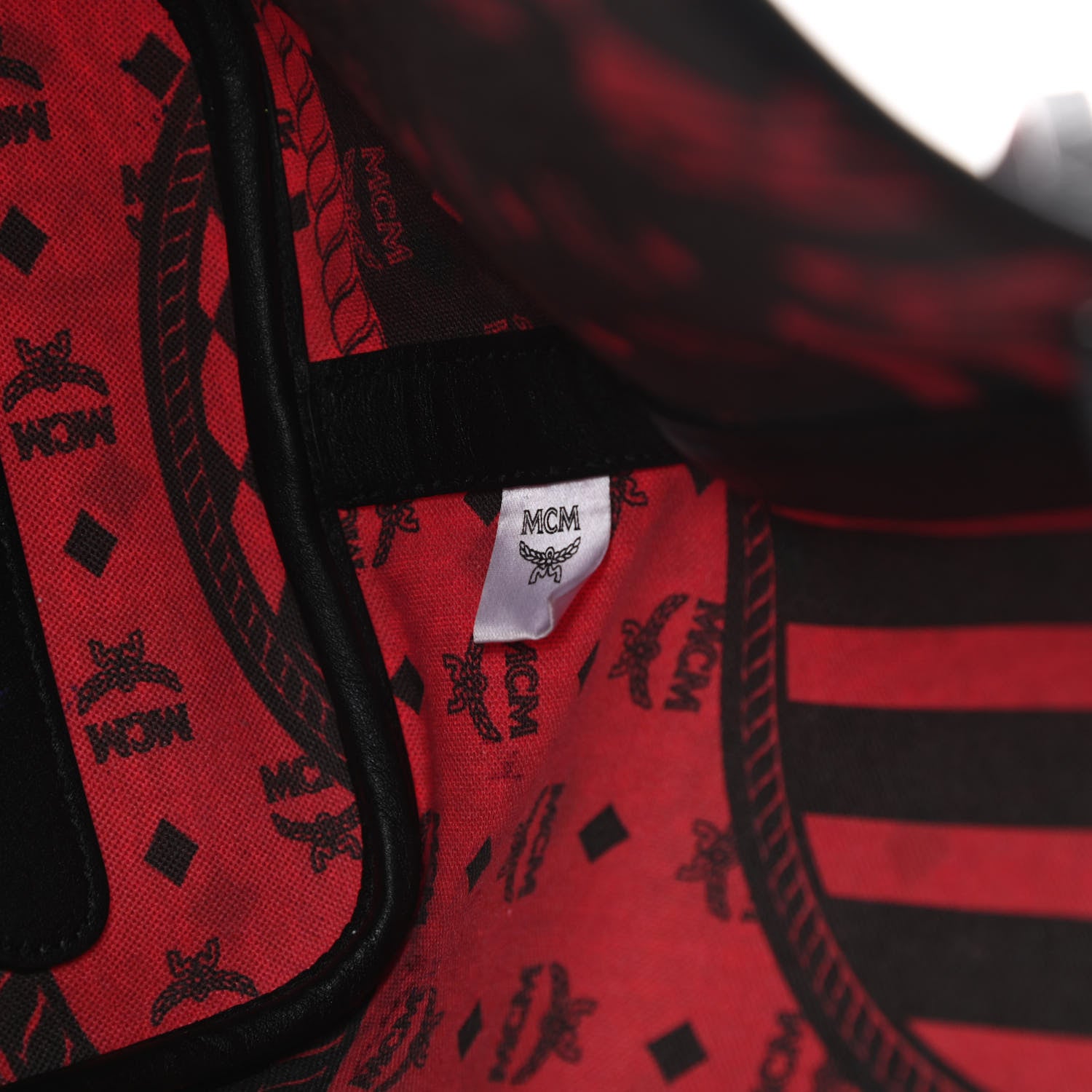 MCM Visetos Medium Project Reversible Shopper Tote Ruby Red Black 10 of 19