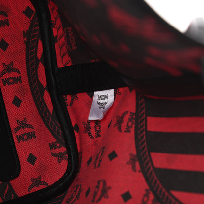 MCM Visetos Medium Project Reversible Shopper Tote Ruby Red Black 10 of 19