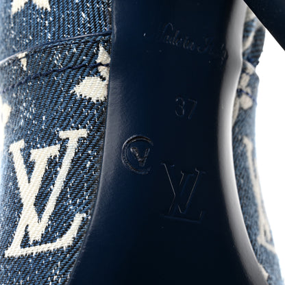Louis Vuitton Denim Monogram Silhouette Ankle Boots 37 Navy Blue 9 of 9