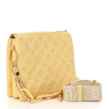 Louis Vuitton Lambskin Embossed Monogram Coussin PM Yellow 3 of 10