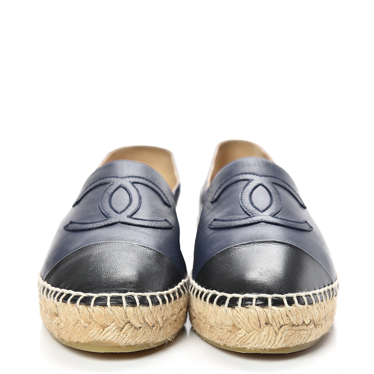 Chanel Lambskin CC Espadrilles 39 Navy Black 2 of 12