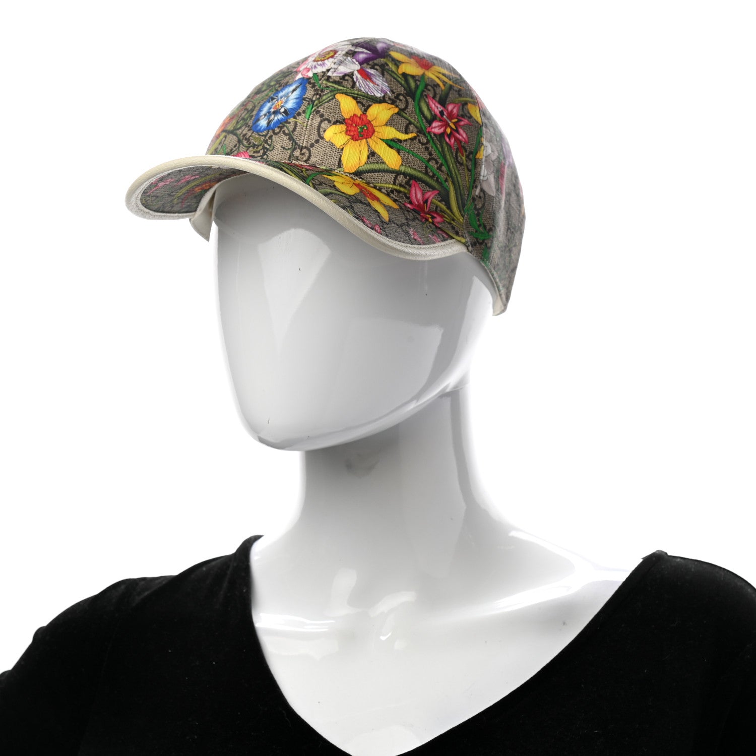 Gucci GG Supreme Flora Claudia Baseball Hat 57 M White 2 of 10
