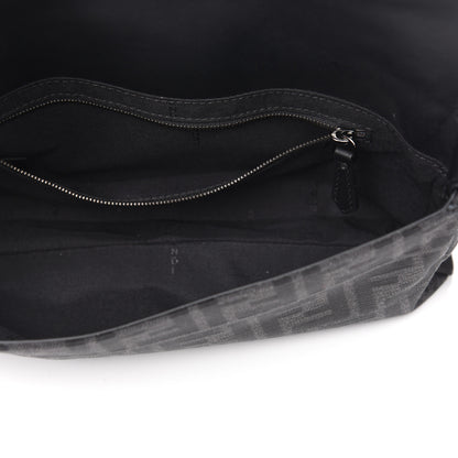 Fendi Recycled Fabric Jacquard Vitello Grace FF 1974 Belt Baguette Bag Asfalto Black 5 of 9