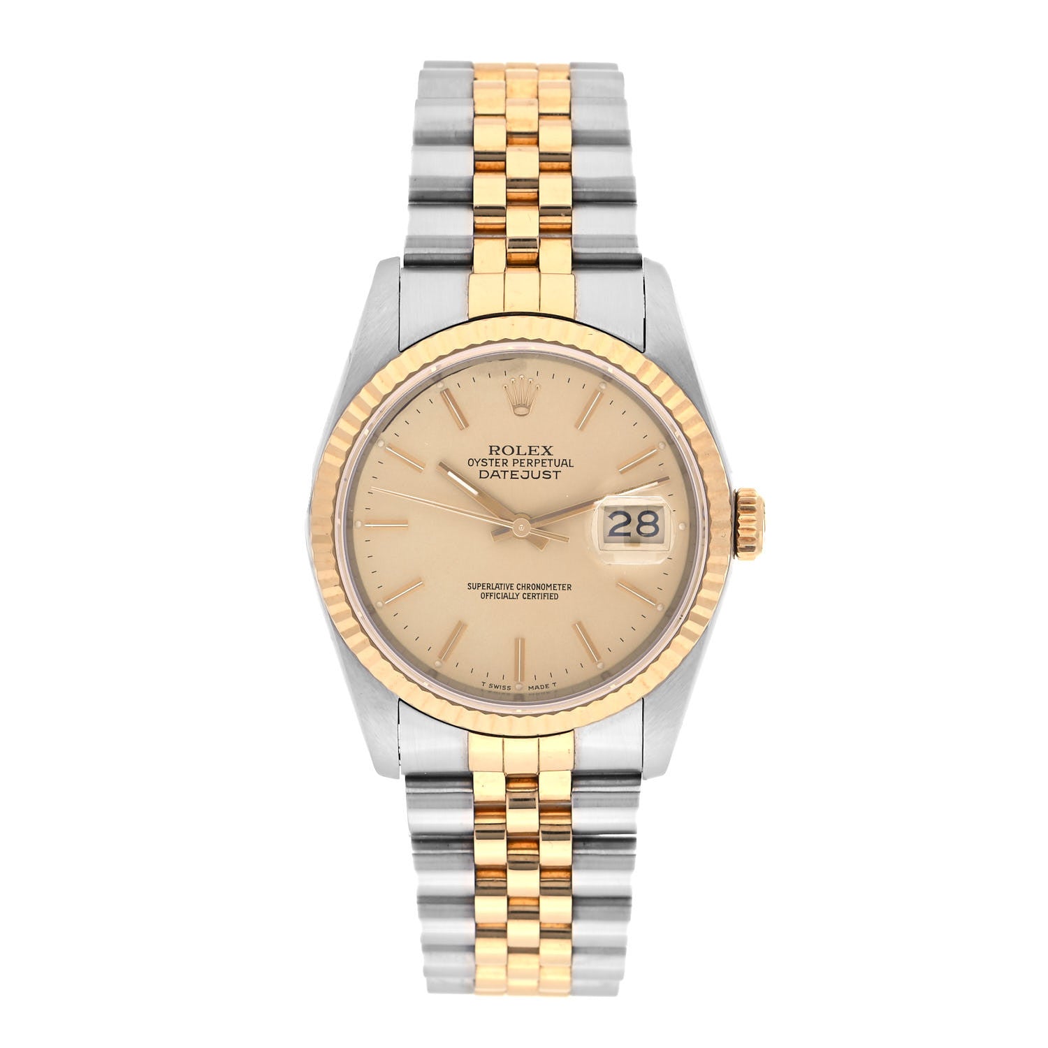 Rolex Stainless Steel 18K Yellow Gold 36mm Oyster Perpetual Datejust Watch Champagne 16233 1 of 4