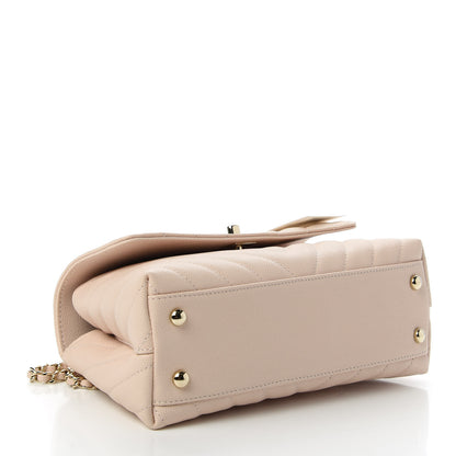 Chanel Caviar Lizard Embossed Chevron Quilted Mini Coco Handle Flap Beige 4 of 11