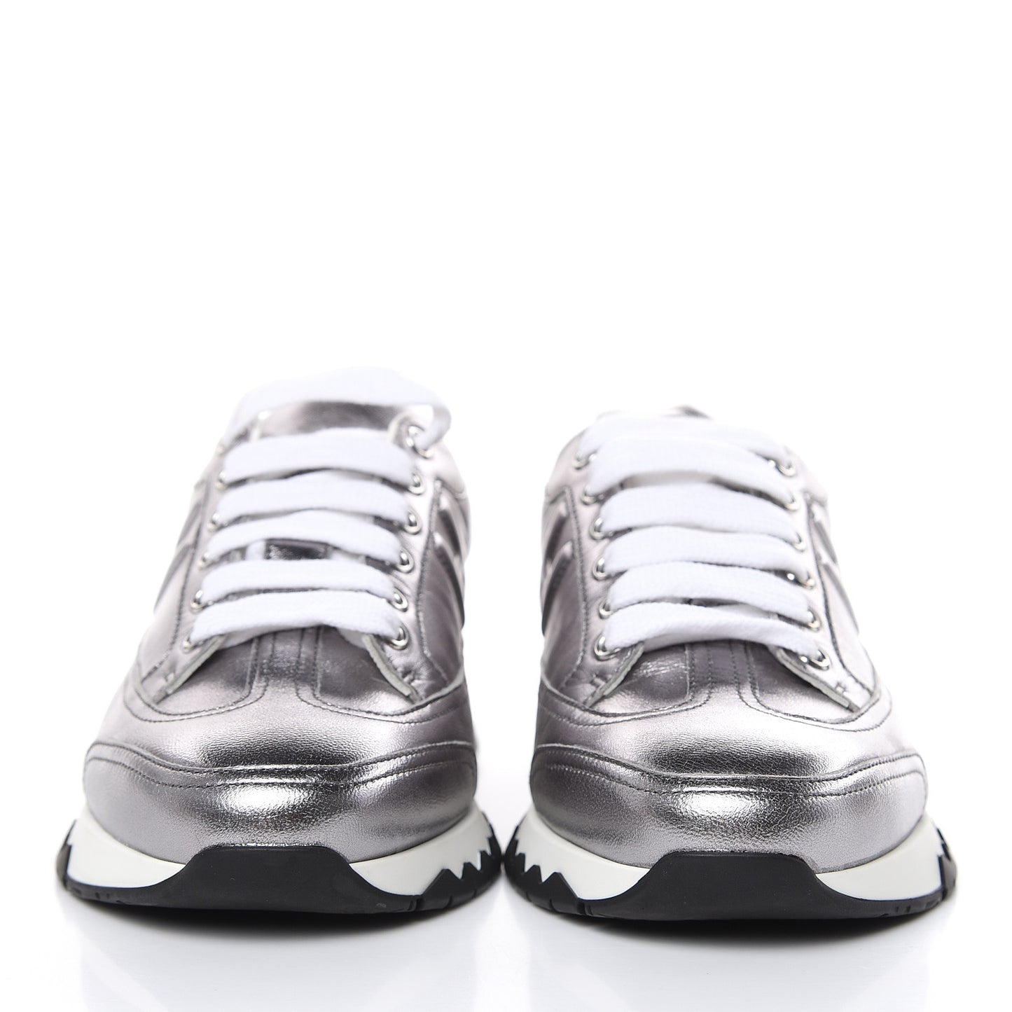 Metallic Nappa Womens Trail Sneakers 37.5 Gris Argente
