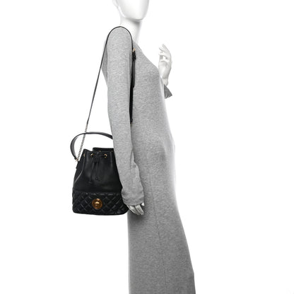 Versace Nappa Quilted Medusa Top Handle Bucket Bag Black 2 of 9