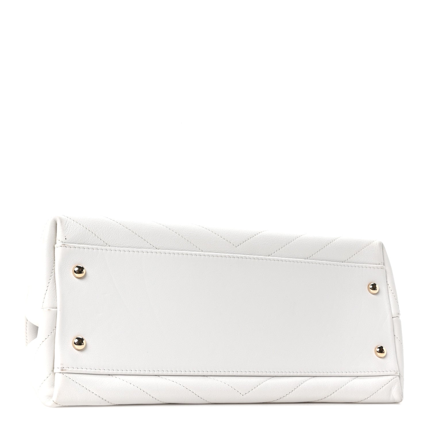 Chanel Grained Calfskin Stitched Medium Chevron Chic Top Handle Flap White 4 of 10