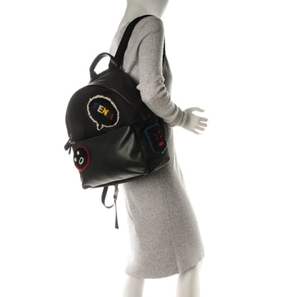 Fendi Nylon Calfskin Shearling Emoticon Backpack Black 2 of 7