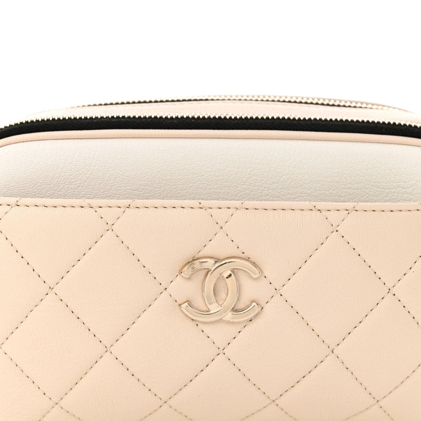 Goatskin Quilted Waist Bag Beige White Black