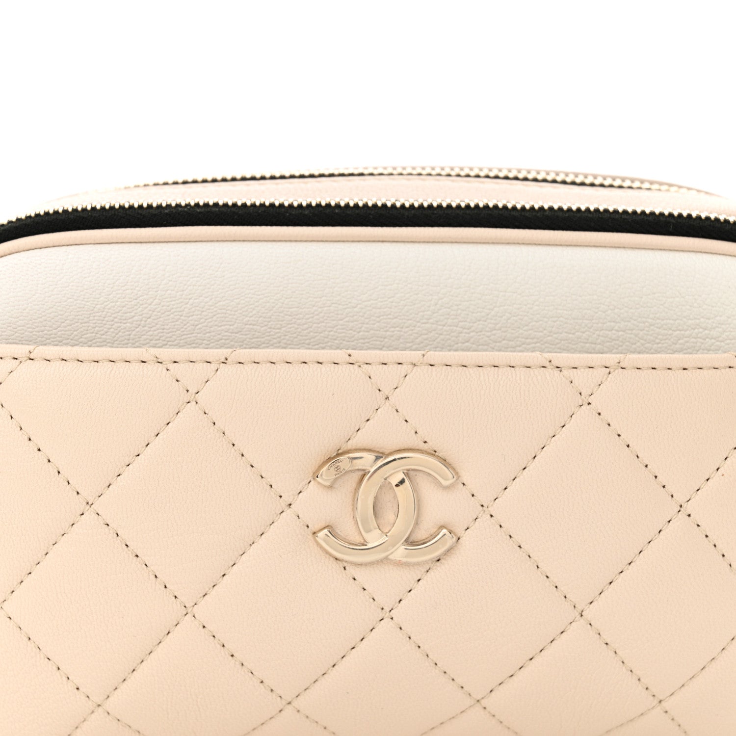 Chanel Goatskin Quilted Waist Bag Beige White Black 11 of 13