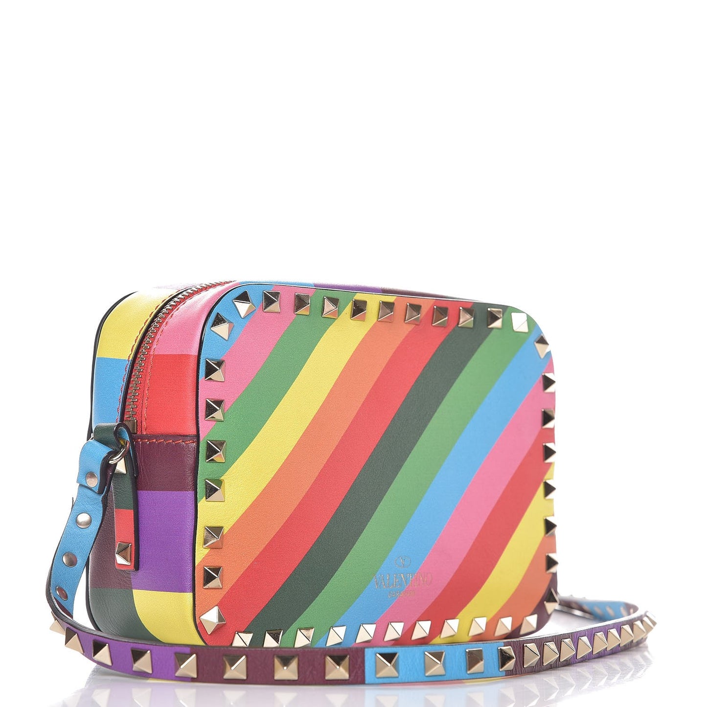 Vitello 1973 Rockstud Camera Crossbody Bag Multicolor