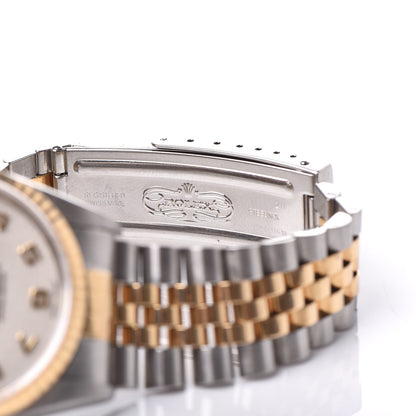 Rolex Stainless Steel 18K Yellow Gold 36mm Oyster Perpetual Datejust Watch White Arabic 16233 7 of 8