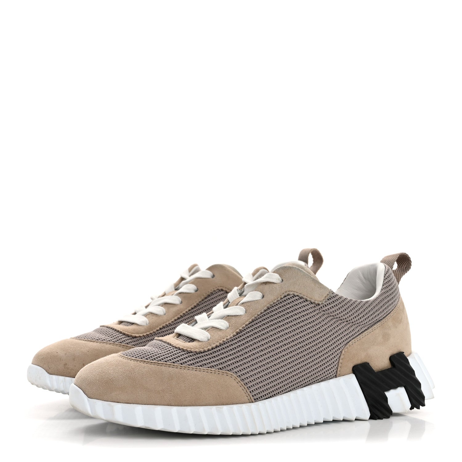 Hermes Air Mesh Suede Goatskin Bouncing Sneakers 38 Beige Camel 4 of 14