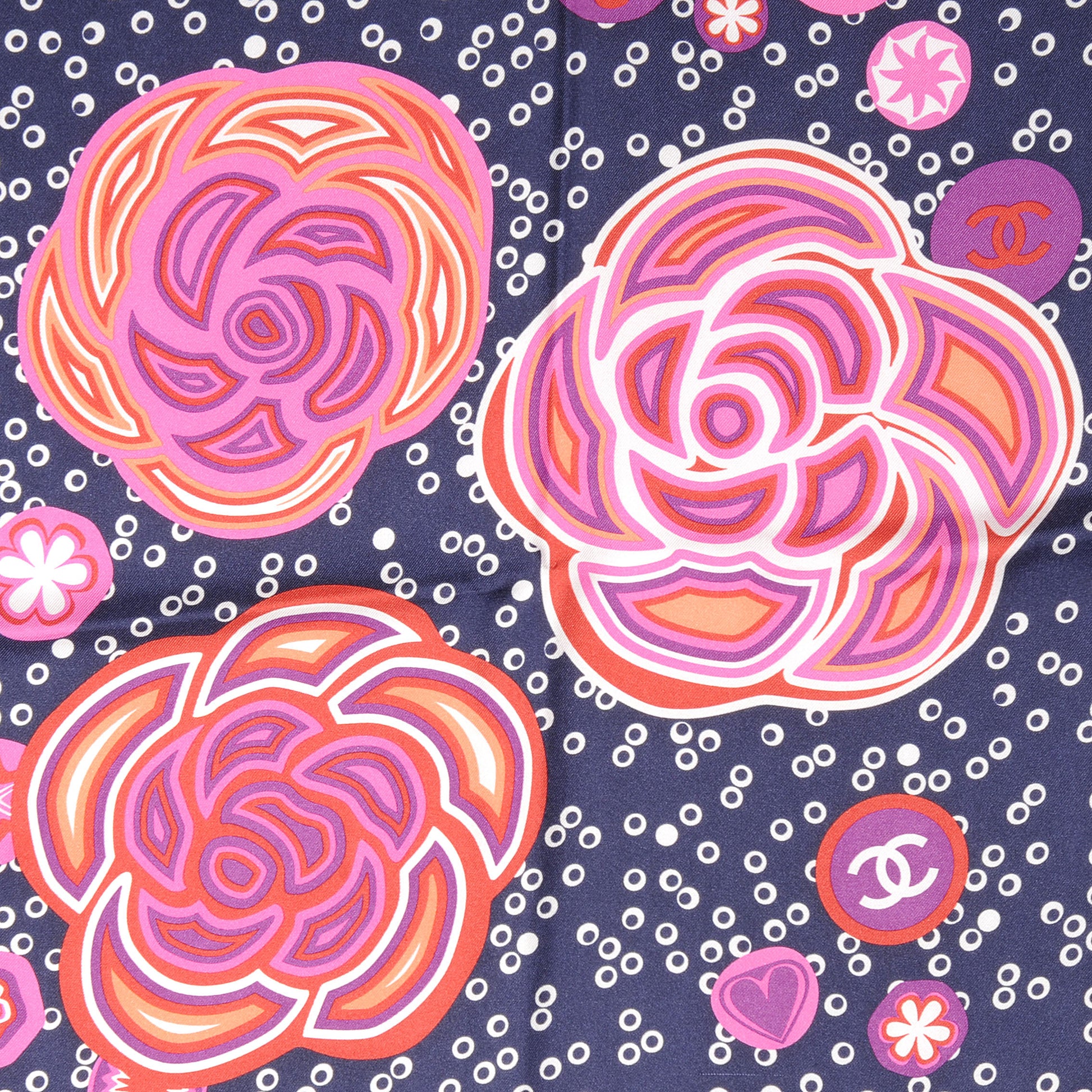 Chanel Silk Camellia Flower Scarf 1 of 9
