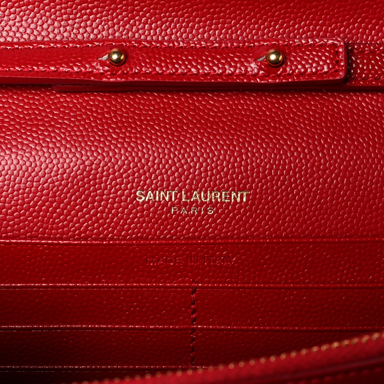 Saint Laurent Grain De Poudre Matelasse Chevron Monogram Chain Wallet Rouge Eros 5 of 9