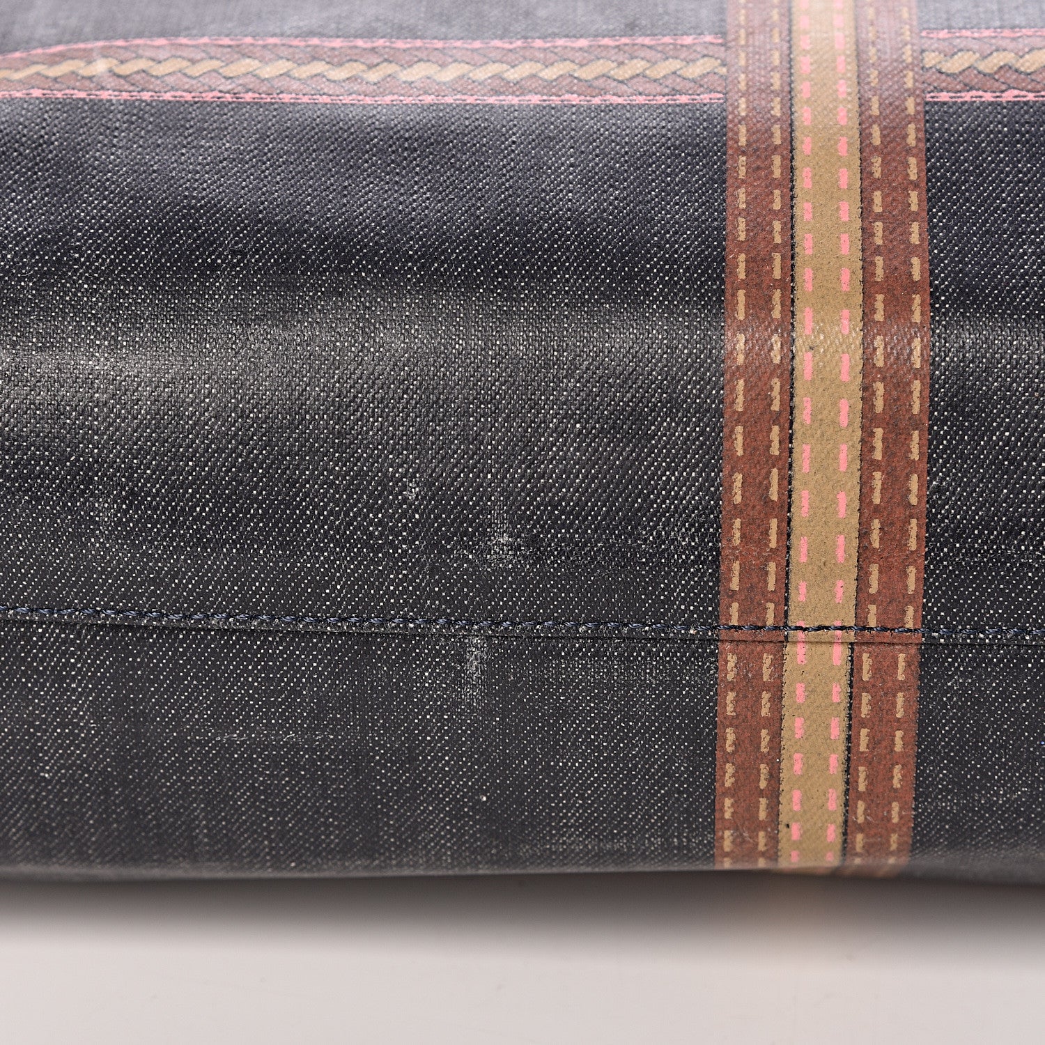 Fendi Coated Canvas Calfskin Romano Selleria Borghese Print Special Shopping Tote Blue Rosa 21 of 22