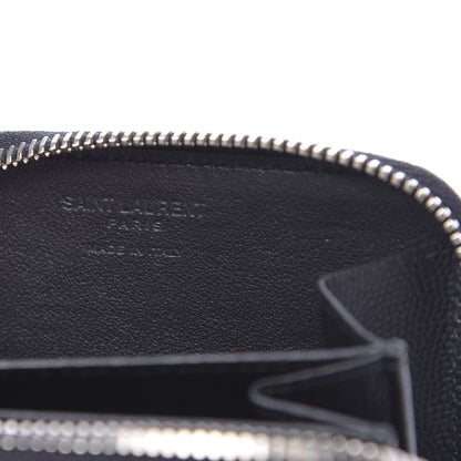 Saint Laurent Grain De Poudre Zip Around Card Holder Black 6 of 7