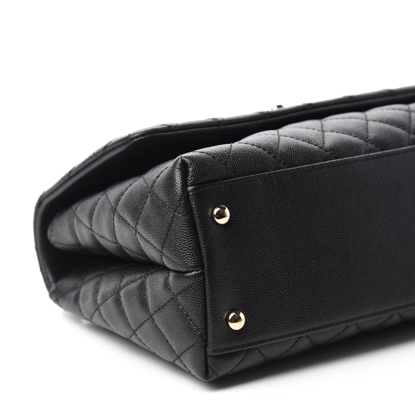 Caviar Lizard Embossed Quilted Small Coco Handle Flap Black