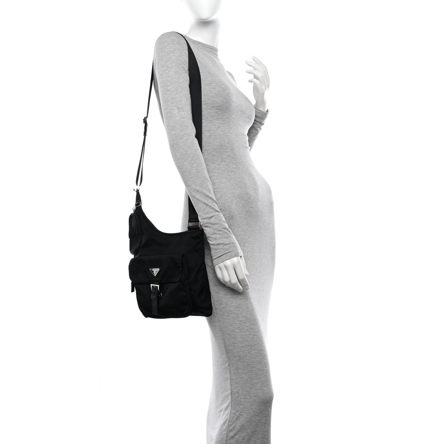 Prada Nylon Vela Sling Messenger Bag Black 2 of 10