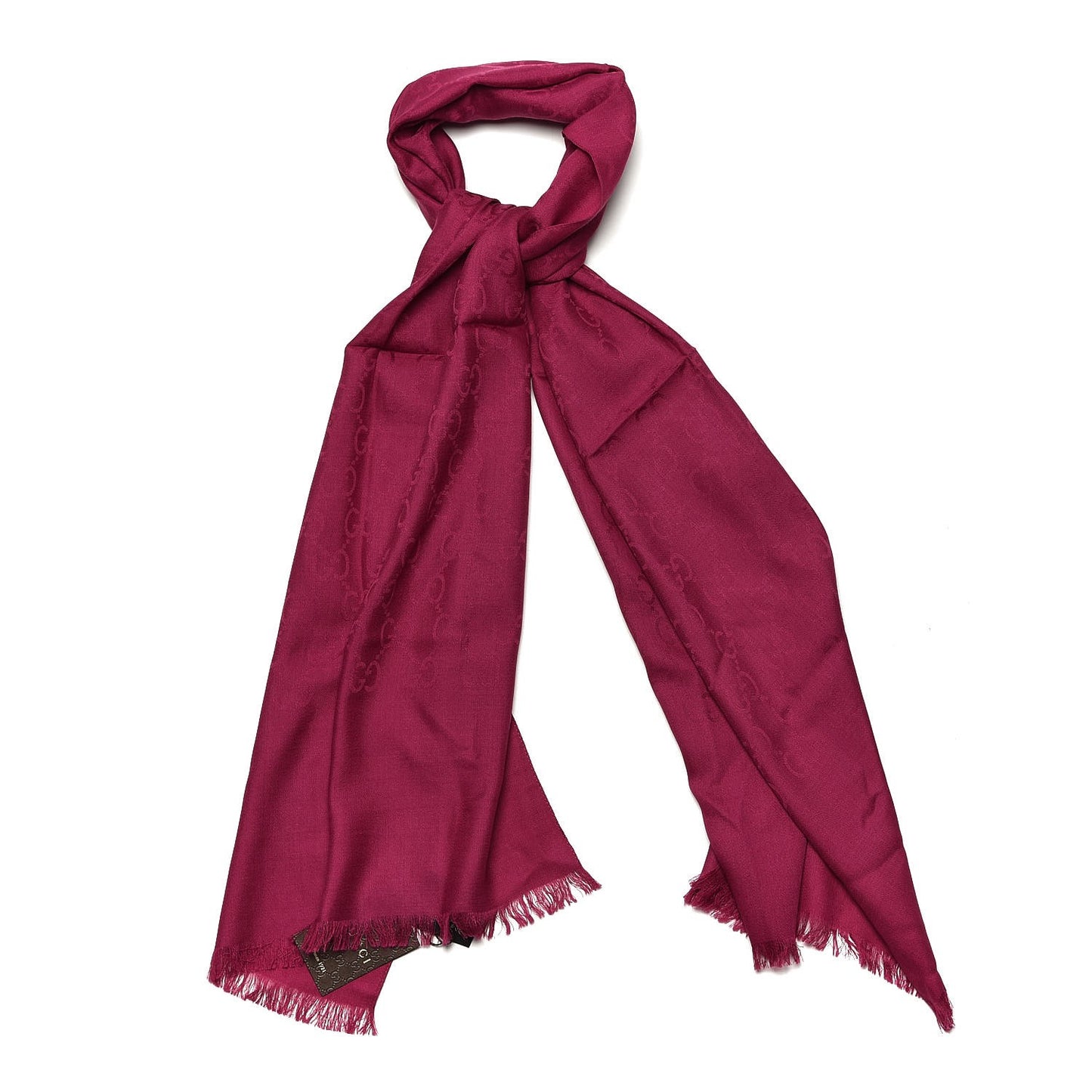 Wool Silk Monogram Scarf Fuchsia