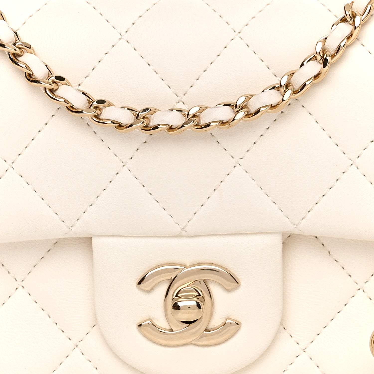 Chanel Lambskin Quilted Enamel Mini Rectangular Pearl Crush Flap White 8 of 11