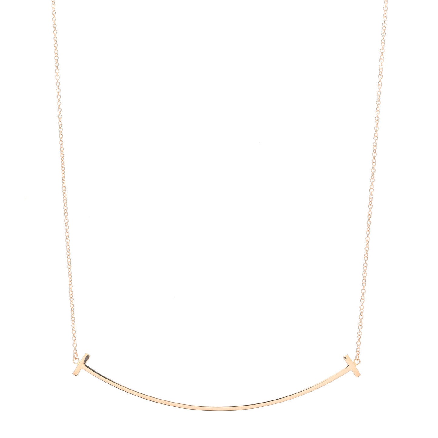 18K Rose Gold Large T Smile Pendant Necklace