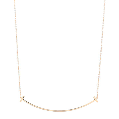 Tiffany 18K Rose Gold Large T Smile Pendant Necklace 1 of 6